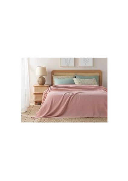 Plain Pamuklu Çift Kişilik Pike 200X220 cm Pembe