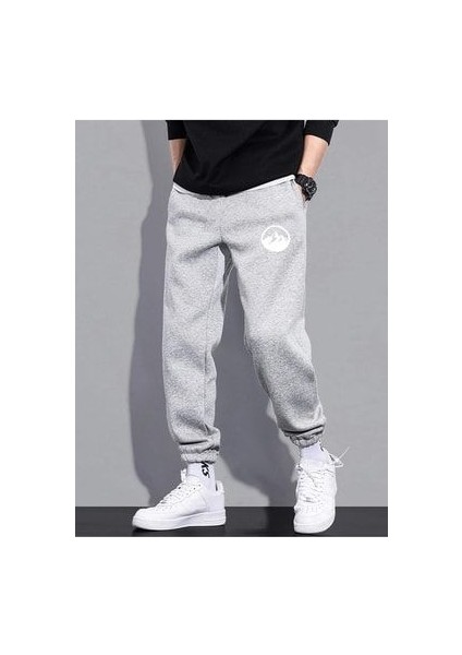 Mountain Eşofman Altı Jogger - Gri Baskılı Lastik Paça Yüksel Bel fırsatları