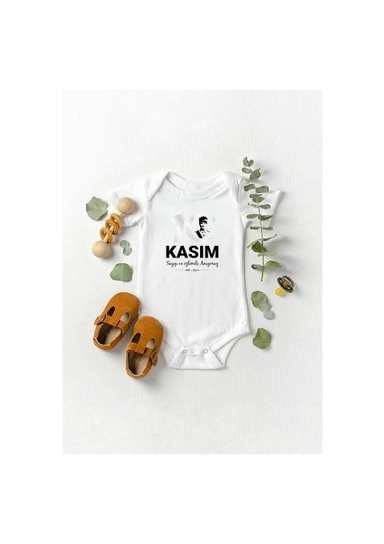 Kısa Kollu %100 Pamuklu 10 Kasım Tasarımlı Bebek Body Zıbın