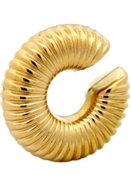 Bombeli Earcuff Geniş Halka Kıkırdak Küpesi Gold modelleri