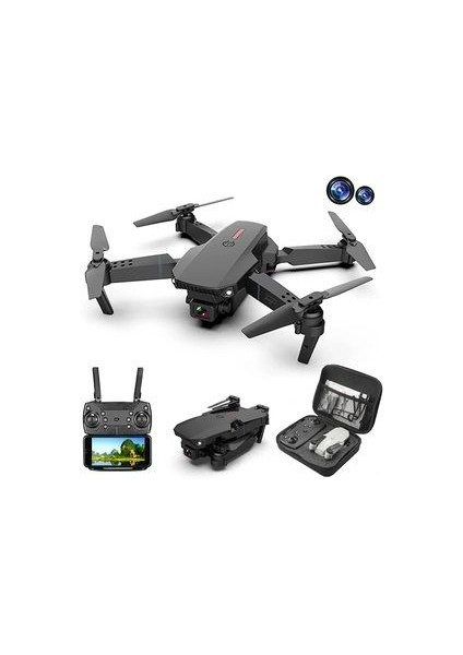 E88 Drone 4K Hd Çift Kameralı Drone App Kontrol Wifi Li Katlanabilir Quatcopter X3 Batarya Uyumlu