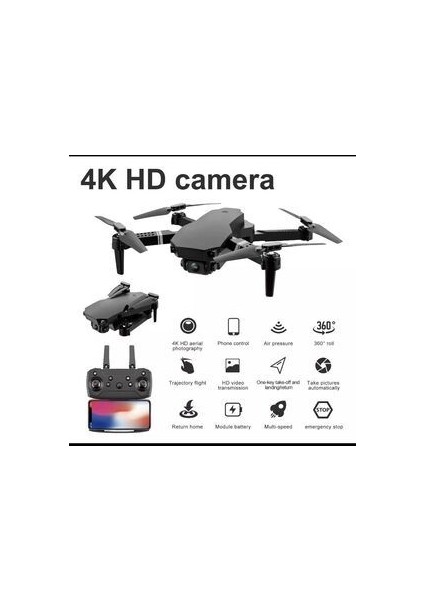 E88 Drone 4K Hd Çift Kameralı Drone App Kontrol Wifi Li Katlanabilir Quatcopter X3 Batarya Uyumlu