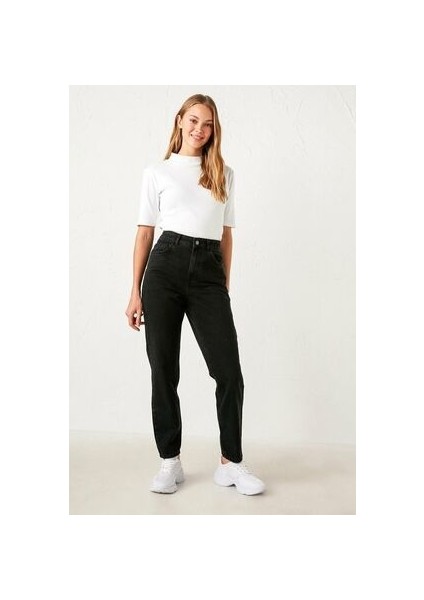 Zero Max Yüksek Bel Black Mom Jeans Likralı Esnek Kot Pantolon(Tam Kalıptır) fiyatları