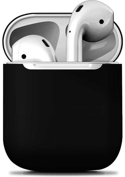 - Apple Airpods 1. Nesil - Kılıf Darbelere Karşı Dayanıklı Koruyucu Silikon Kılıf Airbag 13 - Siyah - T13648