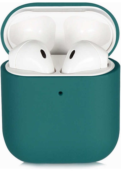 - Apple Airpods 1. Nesil - Kılıf Darbelere Karşı Dayanıklı Silk Silikon Kılıf - Koyu Yeşil - T13946