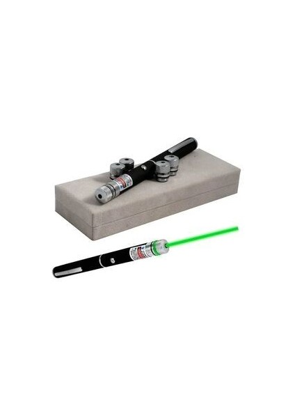 Şarjlı 5 Başlıklı Yeşil Lazer 100MW 532NM 8km Menzil Green Laser Pointer