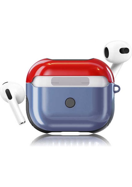 - Apple Airpods 3. Nesil - Kılıf Darbelere Karşı Dayanıklı Shockproof Silikon Kılıf - Mavi-Kırmızı - T19612