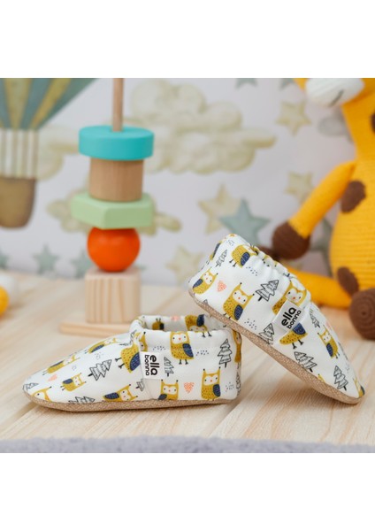 Desenli Bebek Patiği, Kaydırmaz Taban, Ev Kreş Ayakkabısı Panduf, Kuş Desenli