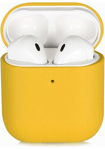 - Apple Airpods 1. Nesil - Kılıf Darbelere Karşı Dayanıklı Silk Silikon Kılıf - Sarı - T13946