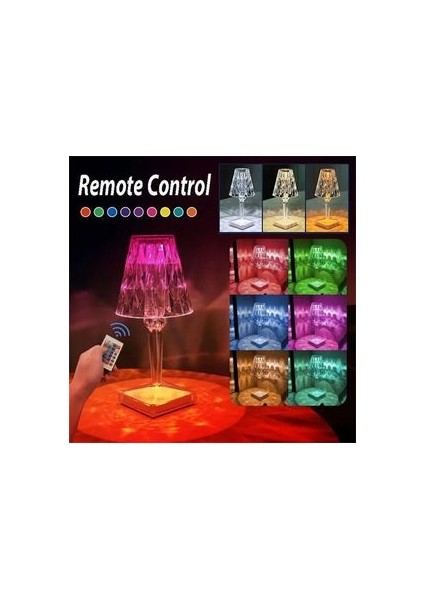 Kristal Elmas Masa Lambası Dokunmatik Romantik Akrilik LED Şarjlı Abajur Lamba 16 Farklı Işık Modlu modelleri