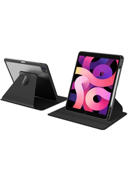 - Apple iPad Pro 12.9 2022 M2 - Tablet Kılıfı 360 full Korumalı Yatay Dikey Dönebilen Nayn Standlı Kılıf - Siyah