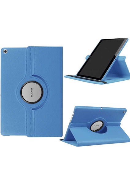 Mediapad T3 7 7.inç Kılıf Yatay Dikey Dönen Standlı Kılıf Mavi