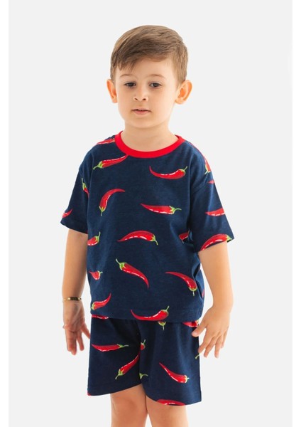 Pepper Baskılı Kırmızı Biber Baskılı, Bisiklet Kırmızı Yaka, %100 Organik Pamuk T-Shirt fiyatları