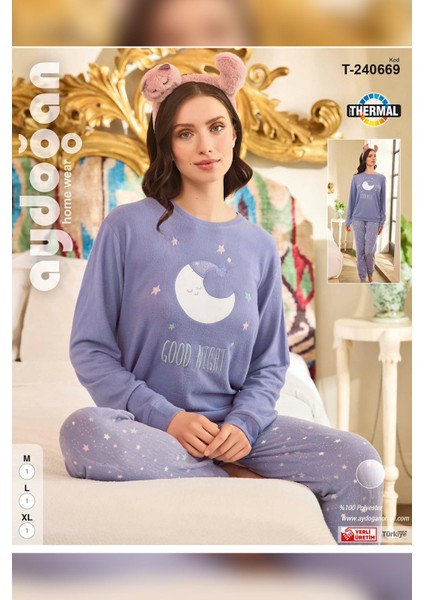 Kadın Asya Termal Good Night Leylak Pijama Takım 0669