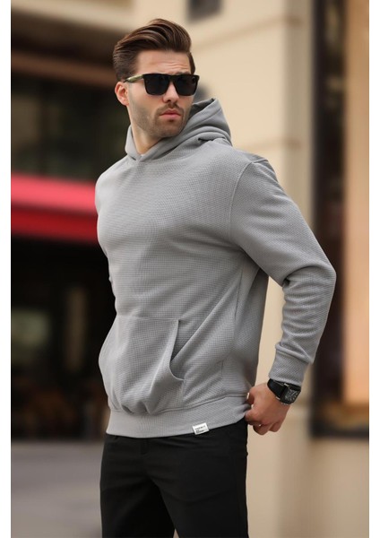 Boyalı Gri Kapüşonlu Cep Detaylı Sweatshirt 7095 modelleri