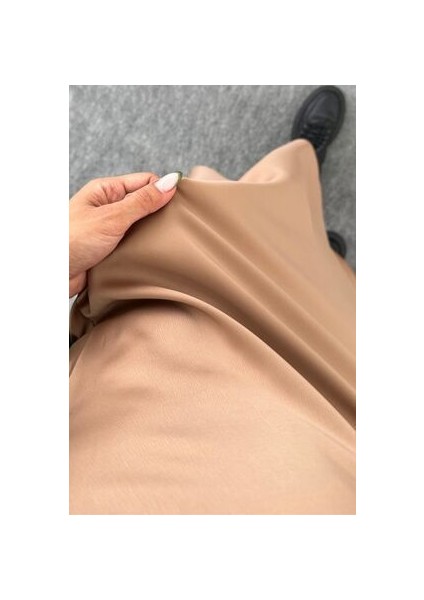 Saten Kumaş Beli Lastikli Uzun Etek modelleri