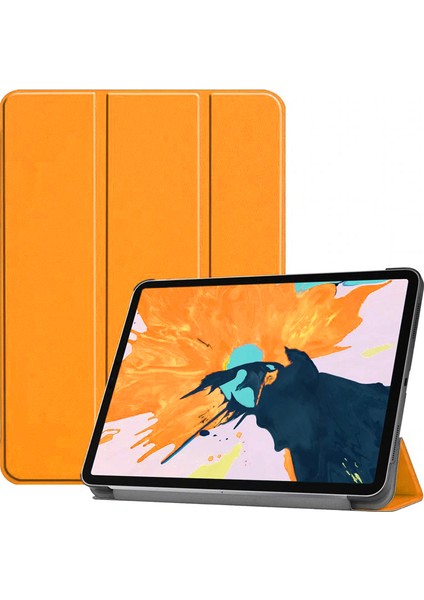 Apple iPad Air 11 M2 2024 A2902-A2903-A2904 Kılıf Smart Cover Standlı 1-1 Kılıf Turuncu