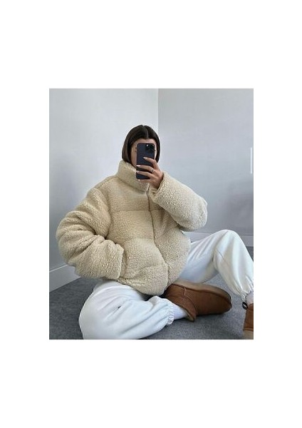 Peluş Kabartma Teddy Şişme Mont