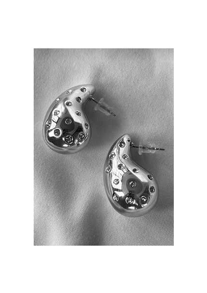 Taşlı Trend Italyan Bottega Gözyaşı Damla Küpe