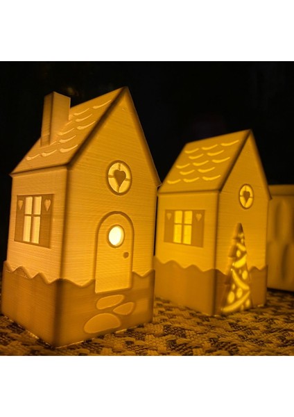 2'li Beyaz Mumluk Takımı, Çam Ağacı Desenli, Balkon ve Ev Süsleri, Plastik, 5x9