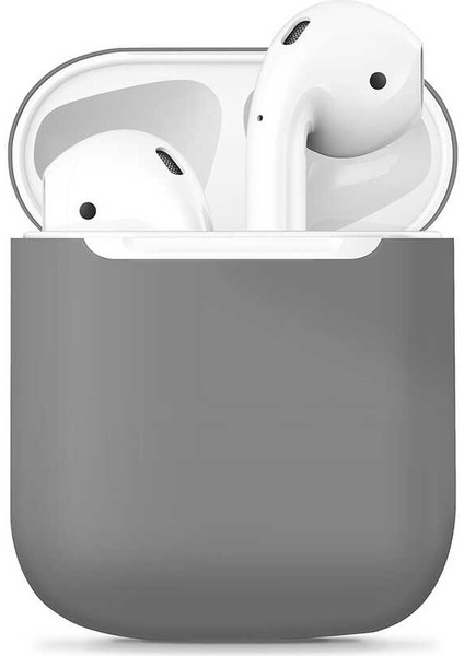 - Apple Airpods 1. Nesil - Kılıf Darbelere Karşı Dayanıklı Koruyucu Silikon Kılıf Airbag 13 - Gri - T13648