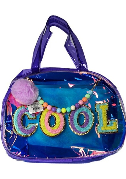 Nakış El Çantası Şeffaf Mor