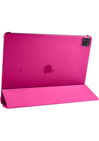 - Apple iPad Pro 12.9 2021 (5.Nesil) - Tablet Kılıfı Smart Cover Standlı 1-1 Kılıf - Pembe - T19752