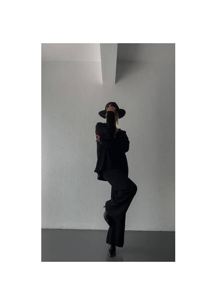 Örgü Detaylı Oversize Kazak Pantolon Triko Alt-Üst Takım fırsatları