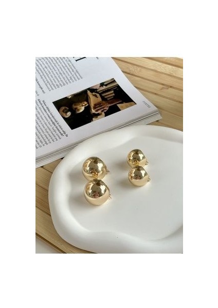 Aj Ithal Gold Top Küpe Büyük Boy