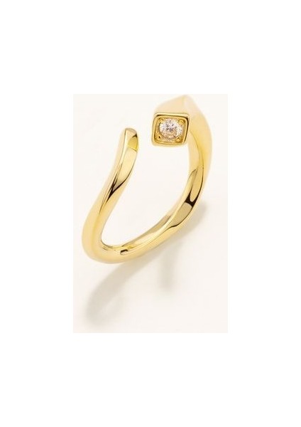 18 Ayar Altın Kaplama Gümüş Sarmal Tek Taşlı Yüzük