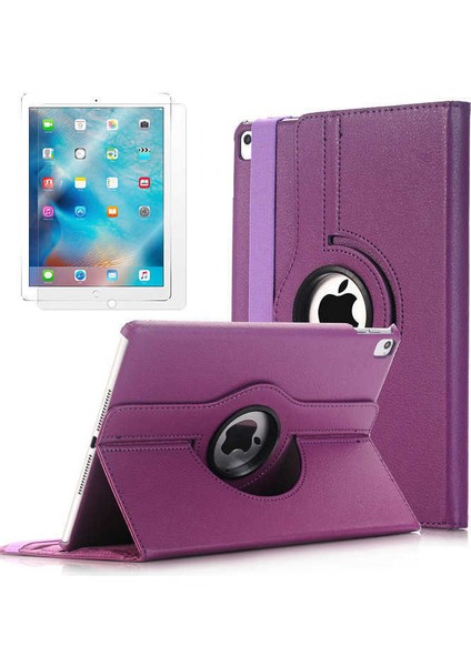 Apple iPad 5.nesil 9.7.inç 2017 A1822-A1823 Kılıf Yatay Dikey Dönen Standlı Kılıf Mor