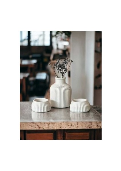 3lü Iskandinav Vazo Tealight Mumluk Set