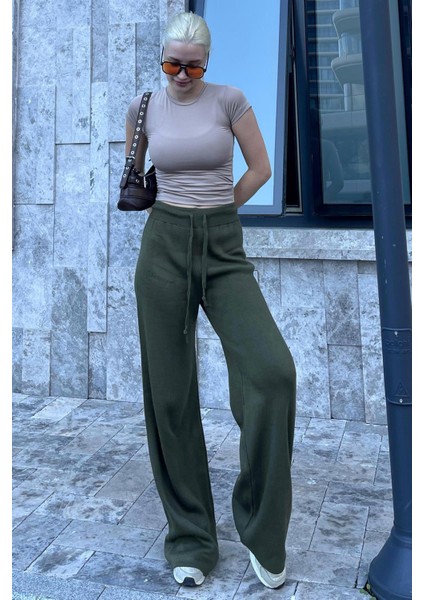 Haki Beli Ayarlanabilir Geniş Paça Pantolon MG2089