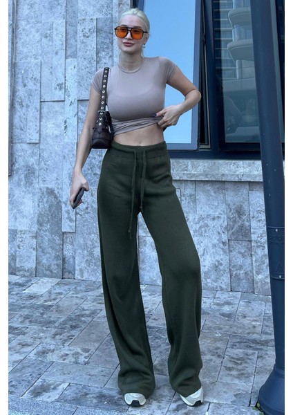 Haki Beli Ayarlanabilir Geniş Paça Pantolon MG2089