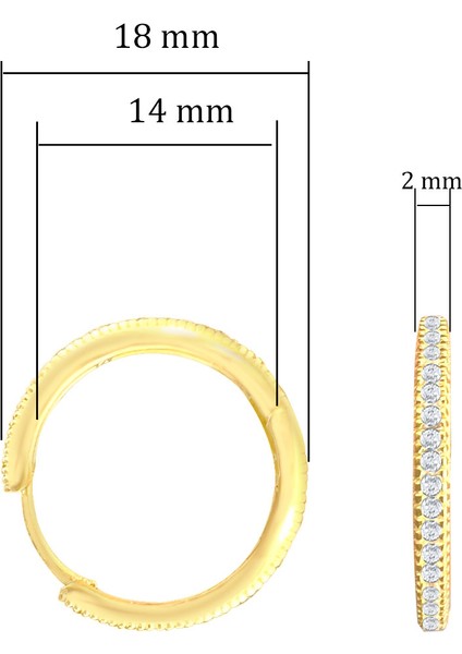 Orta Boy Halka Huggie Zirkon Taşlı 925 Ayar Gümüş Halka Küpe Sarı Renk fiyatları