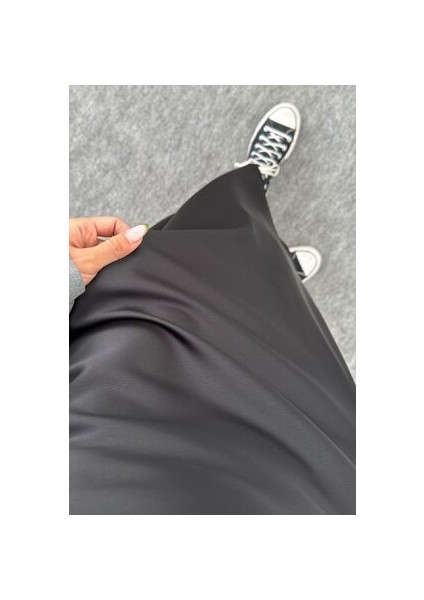 Saten Kumaş Beli Lastikli Uzun Etek modelleri