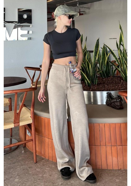 Vizon Beli Ayarlanabilir Geniş Paça Pantolon MG2089 modelleri