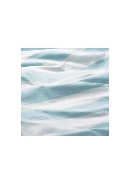 Slöjsılja Açık Mavi-Beyaz-Çizgili 150 x 200/50 x 60 cm Tek Kişilik Nevresim Seti fırsatları