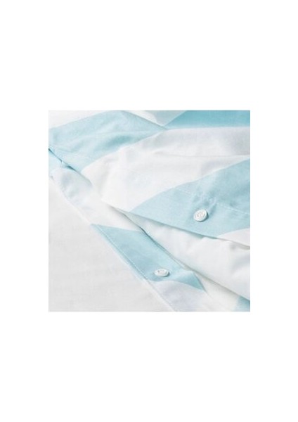 Slöjsılja Açık Mavi-Beyaz-Çizgili 150 x 200/50 x 60 cm Tek Kişilik Nevresim Seti indirimleri