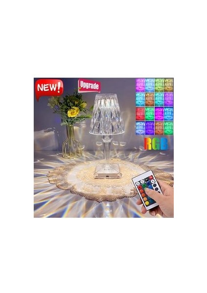 Kumandalı Dekoratif Şarjlı Abajur Kristal Masa Lambası Dokunmatik Romantik Akrilik LED Gece Lambası
