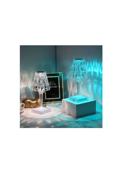 Kumandalı Dekoratif Şarjlı Abajur Kristal Masa Lambası Dokunmatik Romantik Akrilik LED Gece Lambası indirimleri