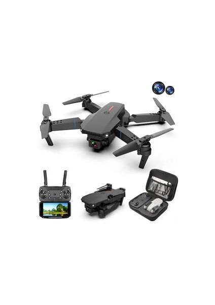 E88 Drone 4K Hd Çift Kameralı Drone App Kontrol Wifi Li Katlanabilir Quatcopter X3 Batarya