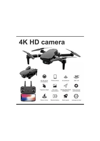 E88 Drone 4K Hd Çift Kameralı Drone App Kontrol Wifi Li Katlanabilir Quatcopter X3 Batarya