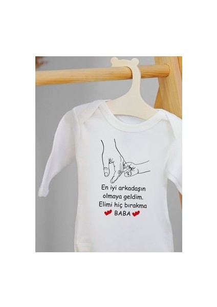 Uzun Kollu %100 Pamuklu En Iyi Arkadaşım Babam Tasarımlı Bebek Body Zıbın fiyatları