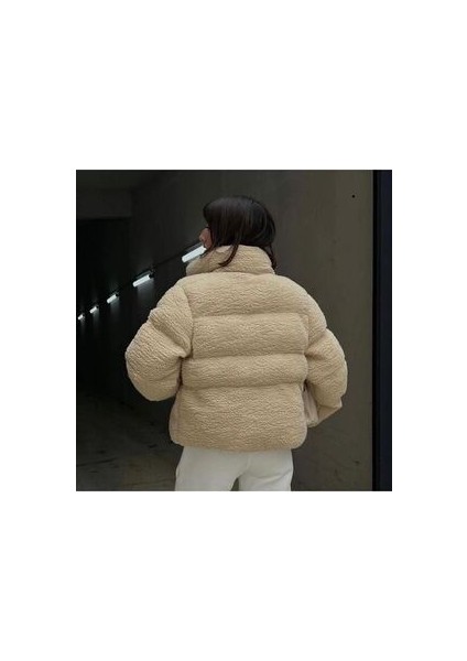 Bej Peluş Şişme Mont fiyatları