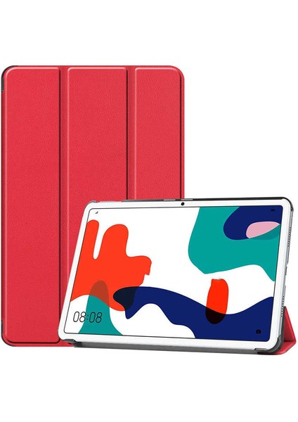 Matepad 10.4.inç 2022 Kılıf Smart Cover Standlı 1-1 Kılıf Kırmızı