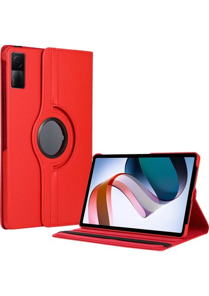 Redmi Pad 10.61.inç Kılıf Yatay Dikey Dönen Standlı Kılıf Kırmızı