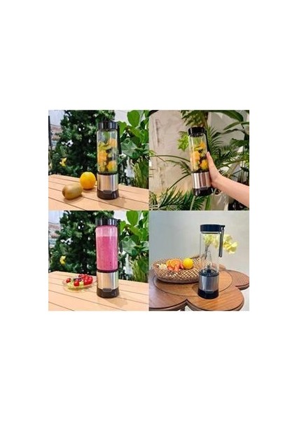 Mix 450ML+380ML Taşınabilir Metal Kişişel Blender Shaken Smoothies Blender Keskin Bıçaklı Ekstra Cup
