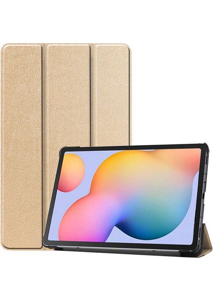 - Samsung Galaxy Tab S7 Plus T970 - Tablet Kılıfı Smart Cover Standlı 1-1 Kılıf - Gold - T14845