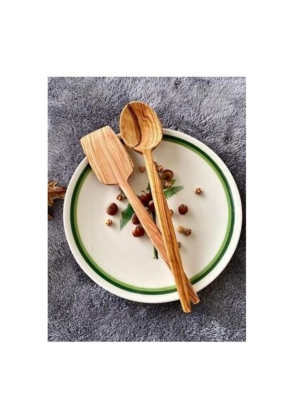 Ahşap Zeytin Ağacı El Yapımı Tahta Servis Kaşık ve Spatula Servis Seti Yemek Kaşığı Mutfak Gereçleri modelleri